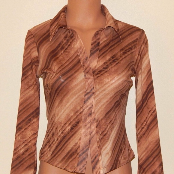 bebe Partial Open-front Top S. Semi-Sheer NWT - Picture 1 of 3